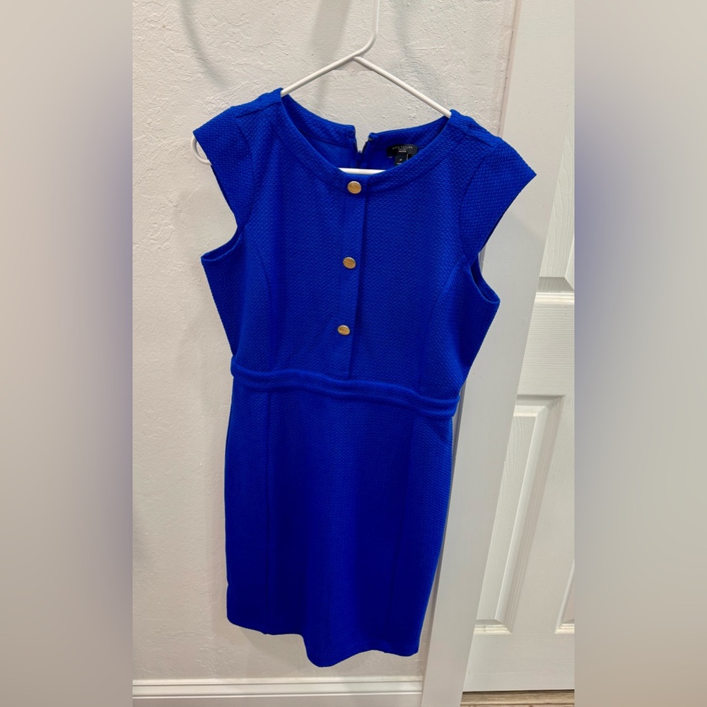 Ann Taylor Royal Blue Dress with Gold Buttons
